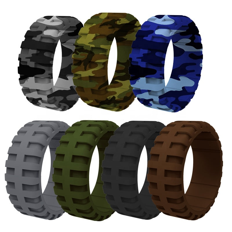 Mens rubber Rings Camo Silicone Rings Men