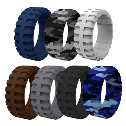 Mens rubber Rings Camo Silicone Rings Men