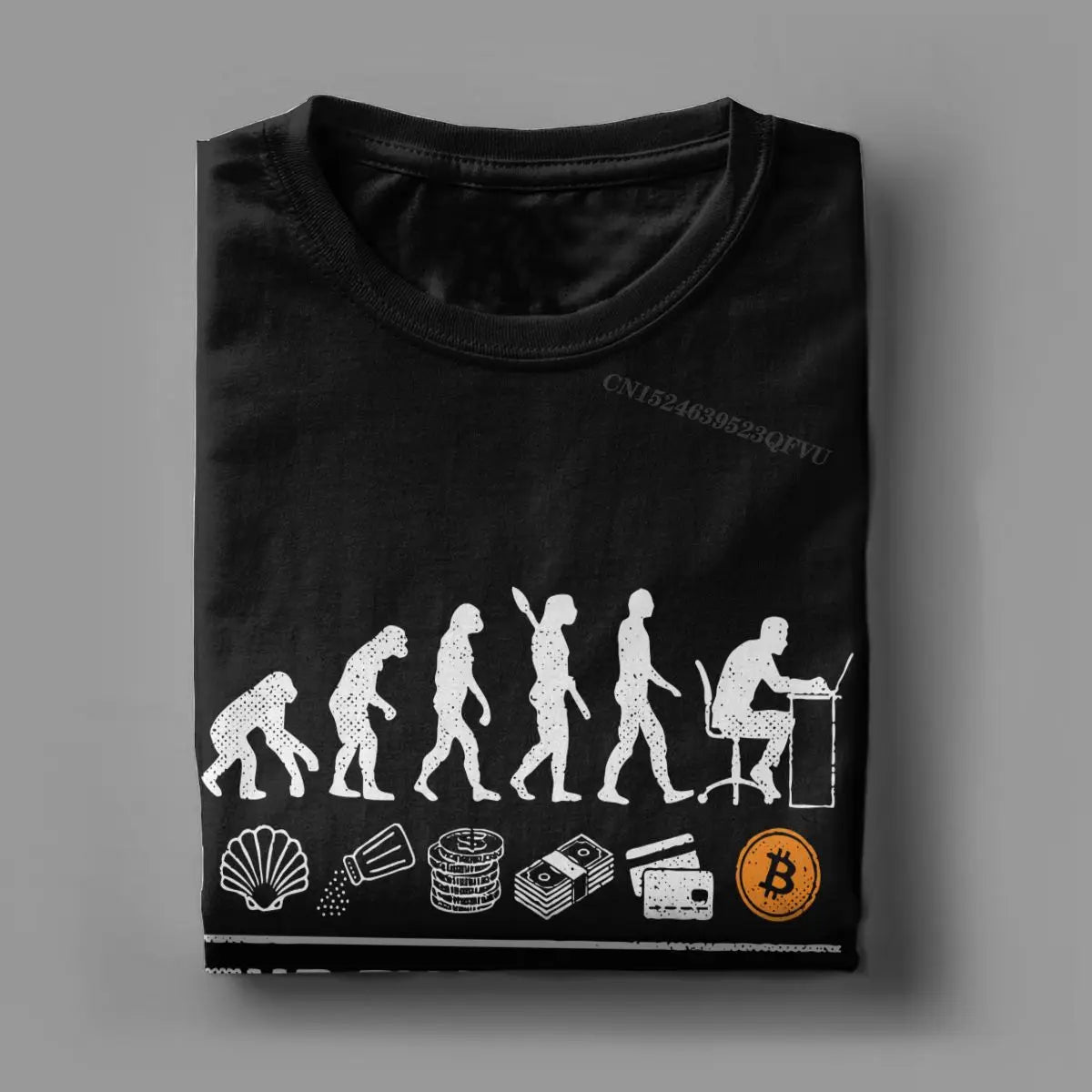 Men Women's Tee Shirt Bitcoin Evolution of Money BTC